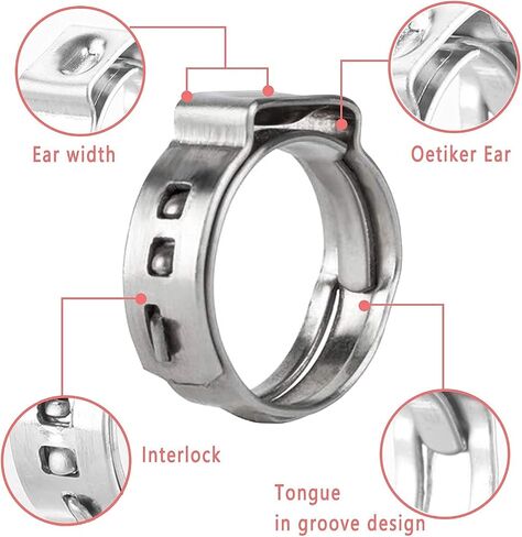 40 Pack 6mm-7mm Single Ear Hose Clamps PEX Cinch Clamps Stainless Steel Crimp Hose Clamp Stepless Cinch Crimp Rings Pinch Fitting Tools in Saudi Arabia