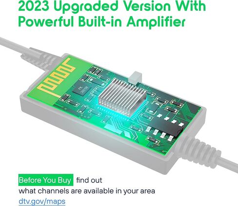 هوائي التلفزيون الرقمي الداخلي المضخم - أفضل مضخم صوت قوي ومعزز للإشارة ويصل نطاقه إلى أكثر من 450 ميلًا، ويدعم أجهزة التلفاز الذكية والأقدم بدقة 8K 4K Full HD مع كابل محوري بطول 14 قدمًا in Kuwait