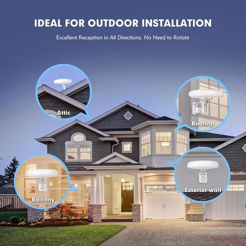 1byone Outdoor TV Antenna 360° Omni-Directional Reception Long 100+ Miles Range Enhance VHF&UHF 4K Ready HDTV Antenna with Added Stability for Outdoor/Attic/RV Use - 39ft RG6 Coax Cable in Kuwait