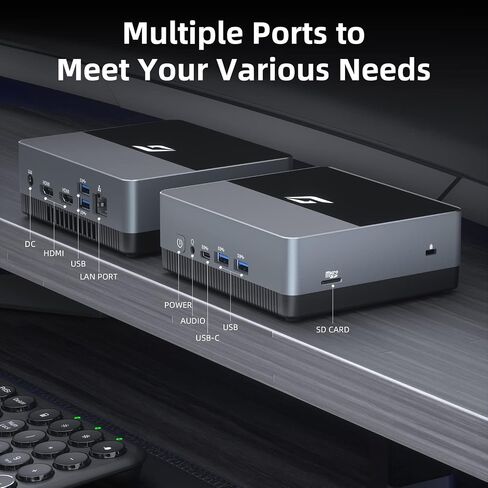 Nano J1 Mini PC Win 11 Pro, Intel N5095A Quad-Core Up to 2.9Ghz, 4GB RAM 3200MHz, 128GB NVMe SSD Mini Desktop Computer, Micro PC Supports 4K Dual Display, WiFi, BT, RJ45, VESA, Office/Home in Saudi Arabia