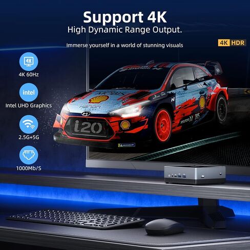 Nano J1 Mini PC Win 11 Pro, Intel N5095A Quad-Core Up to 2.9Ghz, 4GB RAM 3200MHz, 128GB NVMe SSD Mini Desktop Computer, Micro PC Supports 4K Dual Display, WiFi, BT, RJ45, VESA, Office/Home in Saudi Arabia