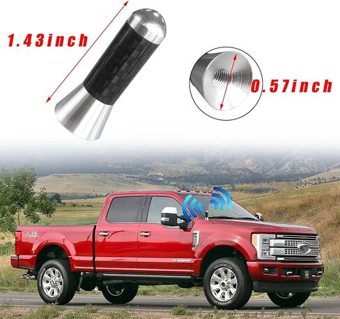 Augeny Car Short Antenna, 1.37" Carbon Fiber Antenna Replacement with Aluminum Screw, Mini Aerial Auto Stubby Antenna, Universal Vehicle Accessories for AM/FM Radio Reception (1.37 inches, Black) in Saudi Arabia