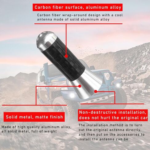 Augeny Car Short Antenna, 1.37" Carbon Fiber Antenna Replacement with Aluminum Screw, Mini Aerial Auto Stubby Antenna, Universal Vehicle Accessories for AM/FM Radio Reception (1.37 inches, Black) in Saudi Arabia