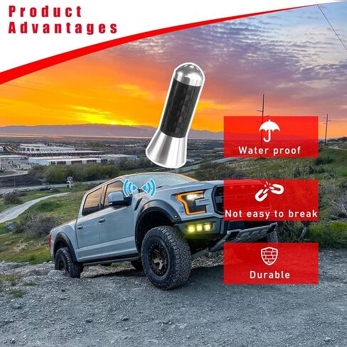 Augeny Car Short Antenna, 1.37" Carbon Fiber Antenna Replacement with Aluminum Screw, Mini Aerial Auto Stubby Antenna, Universal Vehicle Accessories for AM/FM Radio Reception (1.37 inches, Black) in Saudi Arabia