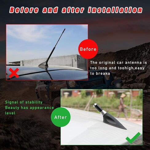 Augeny Car Short Antenna, 1.37" Carbon Fiber Antenna Replacement with Aluminum Screw, Mini Aerial Auto Stubby Antenna, Universal Vehicle Accessories for AM/FM Radio Reception (1.37 inches, Black) in Saudi Arabia