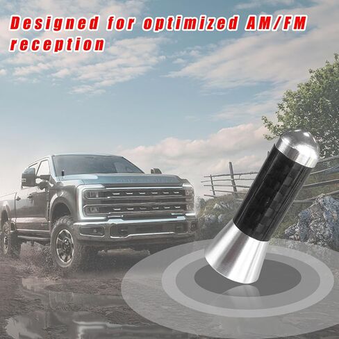 Augeny Car Short Antenna, 1.37" Carbon Fiber Antenna Replacement with Aluminum Screw, Mini Aerial Auto Stubby Antenna, Universal Vehicle Accessories for AM/FM Radio Reception (1.37 inches, Black) in Saudi Arabia