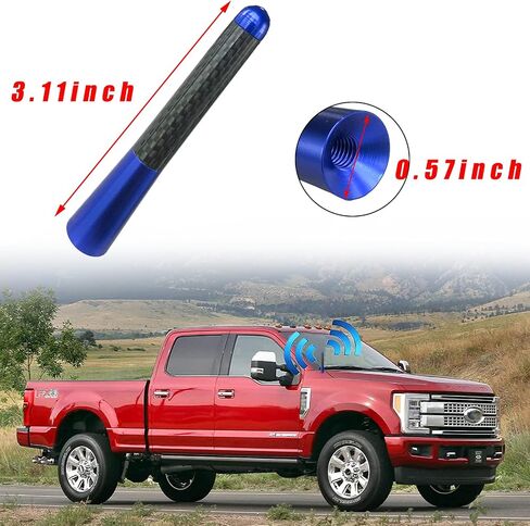 Augeny Car Short Antenna, 1.37" Carbon Fiber Antenna Replacement with Aluminum Screw, Mini Aerial Auto Stubby Antenna, Universal Vehicle Accessories for AM/FM Radio Reception (1.37 inches, Black) in Saudi Arabia