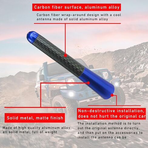 Augeny Car Short Antenna, 1.37" Carbon Fiber Antenna Replacement with Aluminum Screw, Mini Aerial Auto Stubby Antenna, Universal Vehicle Accessories for AM/FM Radio Reception (1.37 inches, Black) in Saudi Arabia