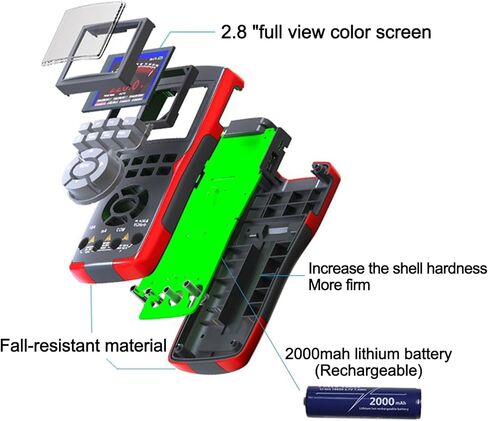 2 في 1 راسم ذبذبات ومقياس متعدد محمول، شاشة IPS مقاس 2.8 بوصة، عرض نطاق ترددي لقناة واحدة 10 ميجا هرتز، معدل أخذ عينات عالي 48 مللي ثانية في الثانية، جهد إدخال ±400 فولت، يقيس جهاز اختبار أوم فولت in Kuwait