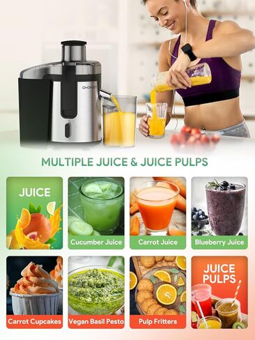 Juicer Machine, 500W Juicer for Fruit and Vegetable, Compact Centrifugal Juicer Extractor Juice Maker with 3-Speed Setting, Easy to Clean, Stainless Steel, BPA Free in Kuwait