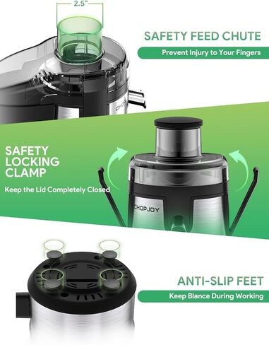 Juicer Machine, 500W Juicer for Fruit and Vegetable, Compact Centrifugal Juicer Extractor Juice Maker with 3-Speed Setting, Easy to Clean, Stainless Steel, BPA Free in Kuwait