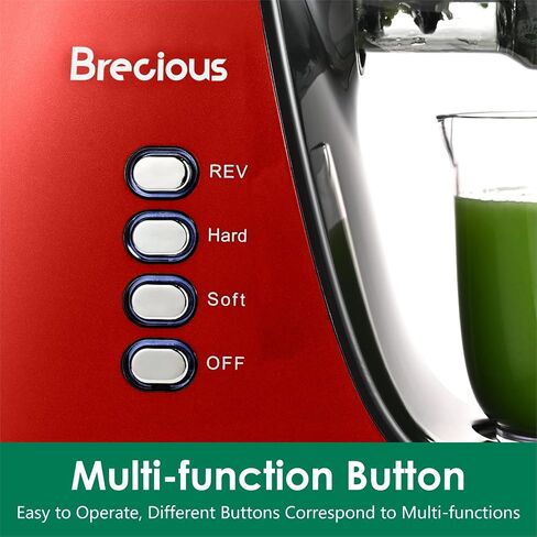 Slow Masticating Juicer,Brecious Cold Press Juicers with 2 Speed Modes & Quiet Motor,Juicers Machines Vegetable and Fruit with Reverse Function,Celery Juicer,BPA-Free,Easy to Clean (Silver) in Kuwait