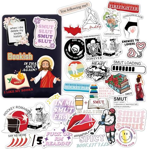 ملصقات الكتب، ملصقات Kindle Bookish، ملصقات جمالية لقراءة Booktok Smut لـ Kindle، ملصقات كتب رومانسية حارة لمجلة Kindle للبالغين، هدايا لمحبي الكتب in Kuwait