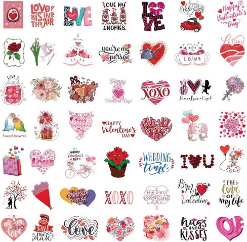 100 قطعة من ملصقات عيد الحب لزجاجات المياه، ملصقات فينيل مقاومة للماء للاطفال والمراهقين والبنات والبالغين، مثالية لزجاجة المياه واللابتوب والجوال وصناديق الهدايا in Kuwait