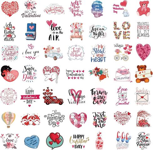 100 قطعة من ملصقات عيد الحب لزجاجات المياه، ملصقات فينيل مقاومة للماء للاطفال والمراهقين والبنات والبالغين، مثالية لزجاجة المياه واللابتوب والجوال وصناديق الهدايا in Kuwait