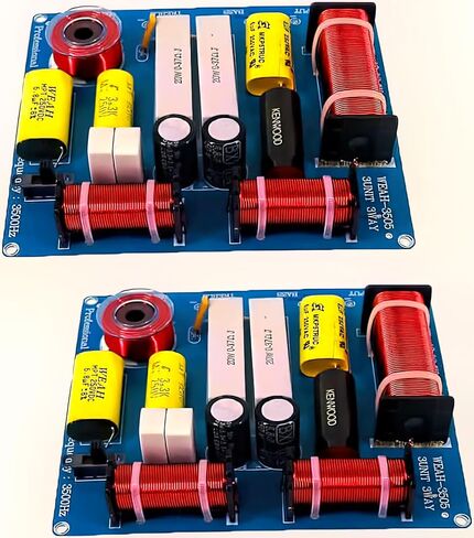 Lelukee 2PCS Speaker Frequency Divider Crossover 3-Way 300W HiFi Audio Speaker Heights Mid Bass 3-Units Crossover Filter for 3-5 Inch Speakers in Kuwait