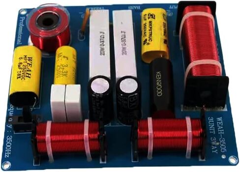 Lelukee 2PCS Speaker Frequency Divider Crossover 3-Way 300W HiFi Audio Speaker Heights Mid Bass 3-Units Crossover Filter for 3-5 Inch Speakers in Kuwait