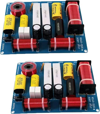 Lelukee 2PCS Speaker Frequency Divider Crossover 3-Way 300W HiFi Audio Speaker Heights Mid Bass 3-Units Crossover Filter for 3-5 Inch Speakers in Kuwait