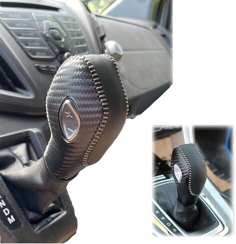 Black Leather Gear Shift Knob Cover for Ford Focus 2012 2013 2014 2015 2016/ Ford Fiesta 2014 2015 2016 / Ford Fusion S / Fusion SE 2013 2014 2015 2016 / Fusion Gear Shift Cover / Accessories for Ford in Kuwait