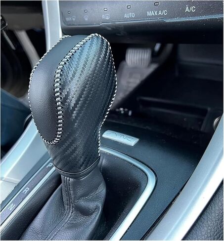 Black Leather Gear Shift Knob Cover for Ford Focus 2012 2013 2014 2015 2016/ Ford Fiesta 2014 2015 2016 / Ford Fusion S / Fusion SE 2013 2014 2015 2016 / Fusion Gear Shift Cover / Accessories for Ford in Kuwait