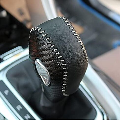 Black Leather Gear Shift Knob Cover for Ford Focus 2012 2013 2014 2015 2016/ Ford Fiesta 2014 2015 2016 / Ford Fusion S / Fusion SE 2013 2014 2015 2016 / Fusion Gear Shift Cover / Accessories for Ford in Kuwait