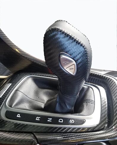 Black Leather Gear Shift Knob Cover for Ford Focus 2012 2013 2014 2015 2016/ Ford Fiesta 2014 2015 2016 / Ford Fusion S / Fusion SE 2013 2014 2015 2016 / Fusion Gear Shift Cover / Accessories for Ford in Kuwait