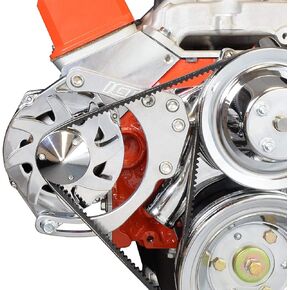 ICT Billet SBC LWP المولد قوس مزدوج الرأس سنام قابل للتعديل كيت صغير Chevy 305 327 350 5.0L 5.7L V8 ثمانية اسطوانة مضخة ماء طويلة المكربن V حزام متوافق مع Chevrolet 551672X in Kuwait
