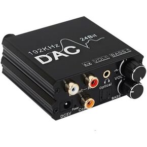 Wilxisum Optical to RCA R/L, 3.5mm Audio, 192KHz Digital to Analog Audio Converter,Volume and bass Adjustment in Kuwait
