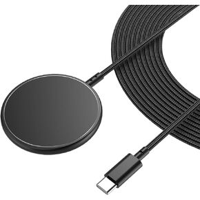 ZEROLEMON Magnetic Wireless Charger 10ft, Compatible with MagSafe, Fast Wireless Charging Pad with Extra Long Braided Cable, Mag-Safe Charger for iPhone 15/14/13/12 Series, AirPods - Rugged Black in Saudi Arabia