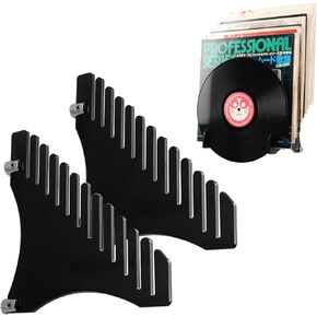 Vinyl Record Storage Holder Wall Mounted Acrylic Record Rack Record Floating Rack Record Storage Rack Acrylic Record Rack Showcasing your favourite LP records (Black 1 set)