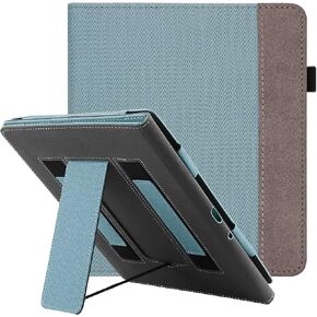 حافظة WALNEW مزودة بحامل لجهاز Kindle Scribe مقاس 10.2 بوصة (إصدار 2022) - غطاء من جلد البولي يوريثان الفاخر بحزامين لليدين مع خاصية النوم/الاستيقاظ التلقائي وحامل أقلام لجهاز Amazon Kindle Scribe Ereader (أزرق جديد)