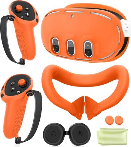 YRVXW Silicone Cover Set Compatible with Meta/Oculus Quest 3 | VR Accessories Set, Face Pad and Shell Cover, Controller Grips, Lens Protection, Accurate Fit, Secure Grip, Not Fit Quest 3S in Kuwait