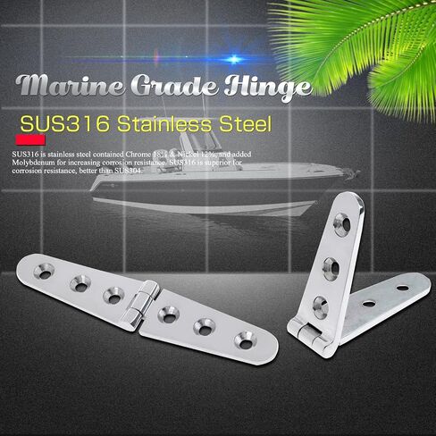 AMYSPORTS Heavy Duty Boat Hinge Strap Mirror Polished Marine Hinges Mount Hardware Hatch Stainless Hinge Door Corrosion Resistance SUS316 3.99 inch x 1.02 inch 2pcs in Saudi Arabia