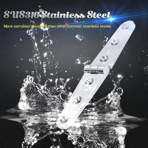 AMYSPORTS Heavy Duty Boat Hinge Strap Mirror Polished Marine Hinges Mount Hardware Hatch Stainless Hinge Door Corrosion Resistance SUS316 3.99 inch x 1.02 inch 2pcs in Saudi Arabia