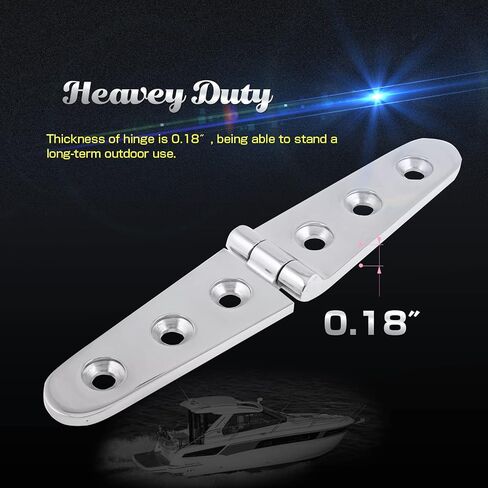 AMYSPORTS Heavy Duty Boat Hinge Strap Mirror Polished Marine Hinges Mount Hardware Hatch Stainless Hinge Door Corrosion Resistance SUS316 3.99 inch x 1.02 inch 2pcs in Saudi Arabia