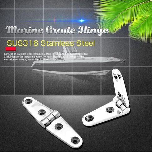 AMYSPORTS Heavy Duty Boat Hinge Strap Mirror Polished Marine Hinges Mount Hardware Hatch Stainless Hinge Door Corrosion Resistance SUS316 3.99 inch x 1.02 inch 2pcs in Saudi Arabia