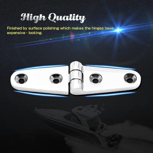 AMYSPORTS Heavy Duty Boat Hinge Strap Mirror Polished Marine Hinges Mount Hardware Hatch Stainless Hinge Door Corrosion Resistance SUS316 3.99 inch x 1.02 inch 2pcs in Saudi Arabia