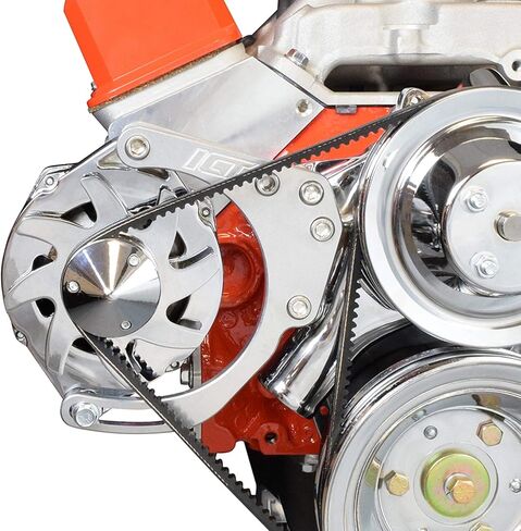 ICT Billet SBC LWP المولد قوس مزدوج الرأس سنام قابل للتعديل كيت صغير Chevy 305 327 350 5.0L 5.7L V8 ثمانية اسطوانة مضخة ماء طويلة المكربن V حزام متوافق مع Chevrolet 551672X in Saudi Arabia