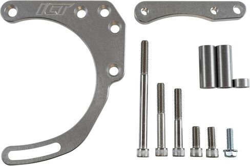 ICT Billet SBC LWP المولد قوس مزدوج الرأس سنام قابل للتعديل كيت صغير Chevy 305 327 350 5.0L 5.7L V8 ثمانية اسطوانة مضخة ماء طويلة المكربن V حزام متوافق مع Chevrolet 551672X in Saudi Arabia