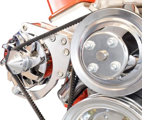 ICT Billet SBC LWP المولد قوس مزدوج الرأس سنام قابل للتعديل كيت صغير Chevy 305 327 350 5.0L 5.7L V8 ثمانية اسطوانة مضخة ماء طويلة المكربن V حزام متوافق مع Chevrolet 551672X in Saudi Arabia