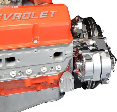 ICT Billet SBC LWP المولد قوس مزدوج الرأس سنام قابل للتعديل كيت صغير Chevy 305 327 350 5.0L 5.7L V8 ثمانية اسطوانة مضخة ماء طويلة المكربن V حزام متوافق مع Chevrolet 551672X in Saudi Arabia