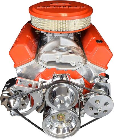 ICT Billet SBC LWP المولد قوس مزدوج الرأس سنام قابل للتعديل كيت صغير Chevy 305 327 350 5.0L 5.7L V8 ثمانية اسطوانة مضخة ماء طويلة المكربن V حزام متوافق مع Chevrolet 551672X in Saudi Arabia