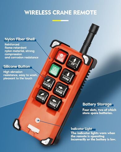 رافعة لاسلكية للتحكم عن بعد بتيار مستمر 24 فولت 8 أزرار رافعة كهربائية رافعة صناعية للإرسال والاستقبال مفتاح رافعة برجية علوية (2 جهاز إرسال + 1 جهاز استقبال تيار مستمر 24 فولت) in Kuwait