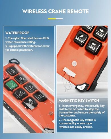 رافعة لاسلكية للتحكم عن بعد بتيار مستمر 24 فولت 8 أزرار رافعة كهربائية رافعة صناعية للإرسال والاستقبال مفتاح رافعة برجية علوية (2 جهاز إرسال + 1 جهاز استقبال تيار مستمر 24 فولت) in Kuwait