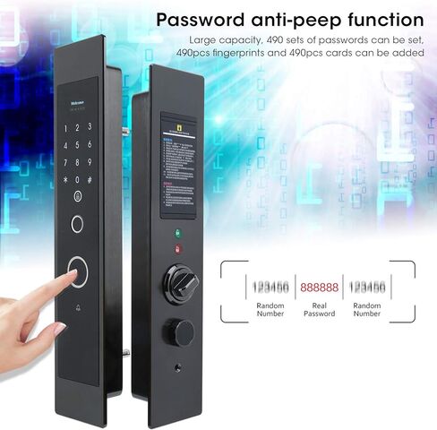 قفل الباب الذكي، سبيكة الزنك الذكية لبصمة الأصابع ومفتاح ميكانيكي 4 طرق فتح القفل، قفل أمان منزلي مع لوحة مفاتيح بإضاءة خلفية in Kuwait