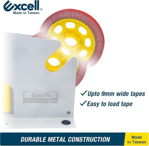 Excell EZ-CUT Tape Bag Sealer with Trimmer Blade, Bag Neck Sealer Fit 9 mm Tape, for Candy, Bread and Ground Meat Packaging (9 mm) in Saudi Arabia