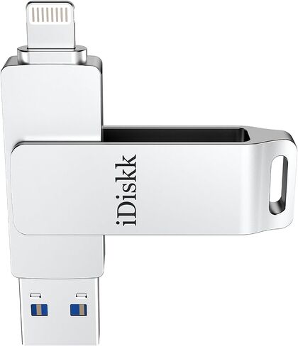 عصا صور iDiskk سعة 128 جيجابايت معتمدة من MFi لمحرك أقراص فلاش USB لتخزين iPhone لعصا تخزين صور iPhone (جميع سلاسل iPhone)، وiPad، وMacBook/PC Photo Stick لأجهزة iPhone وتخزين صور الكمبيوتر in Kuwait