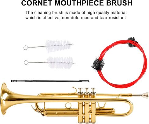 Cleaning Accessories 4pcs Trumpet Cleaning Kit Cornet Care and Maintenance Kit with Snake Brush Brush Valve Casing Brush Cleaning Rod French Horn Accessories in Saudi Arabia