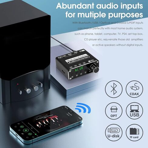 محول صوت صغير من الألياف الرقمية S/PDIF إلى تناظري مع بلوتوث USB DAC أمبير in Kuwait