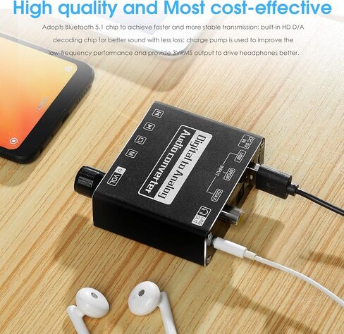 محول صوت صغير من الألياف الرقمية S/PDIF إلى تناظري مع بلوتوث USB DAC أمبير in Kuwait